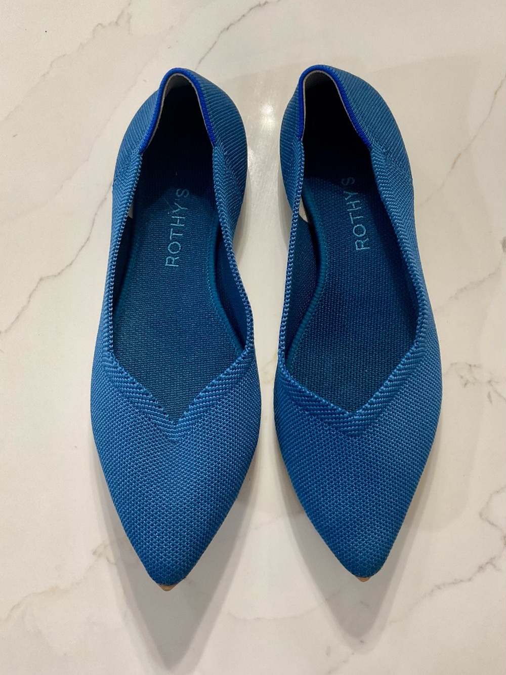 Rothy's point flats in Deep Ocean blue size 9
